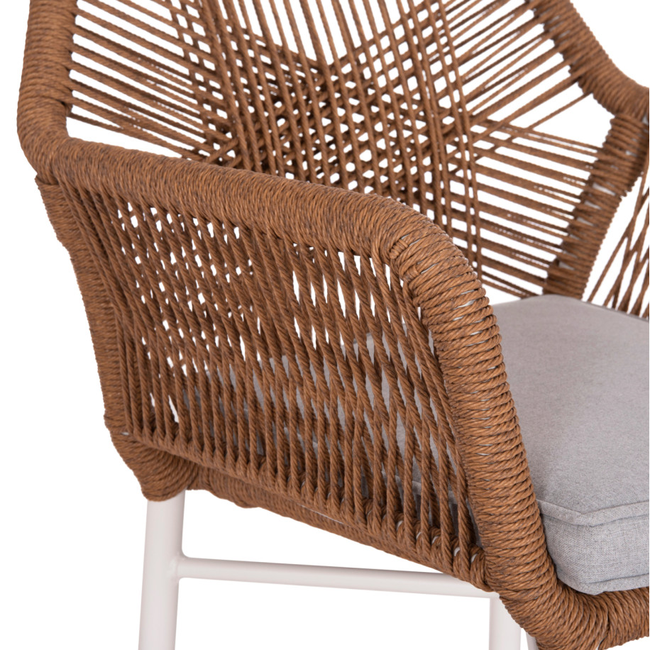 DINING ARMCHAIR TOPIN HM6048.11 ALUMINUM WHITE-P.E. RATTAN BEIGE 59x63x81Hcm