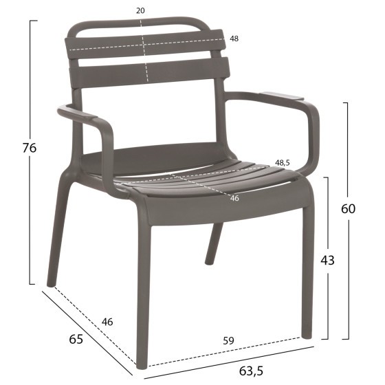 POLYPROPYLENE LOUNGE ARMCHAIR KORVER HM6333.05 DARK OLIVE GREEN 63.5x65x76Hcm.