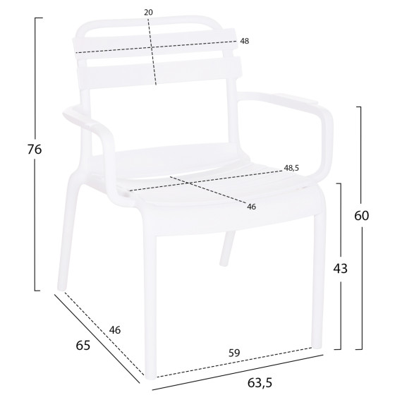 POLYPROPYLENE LOUNGE ARMCHAIR KORVER HM6333.01 WHITE 63.5x65x76Hcm.