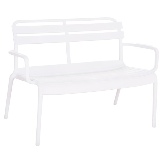 POLYPROPYLENE 2-SEATER BENCH KORVER HM6332.01 WHITE 113x65x76Hcm.
