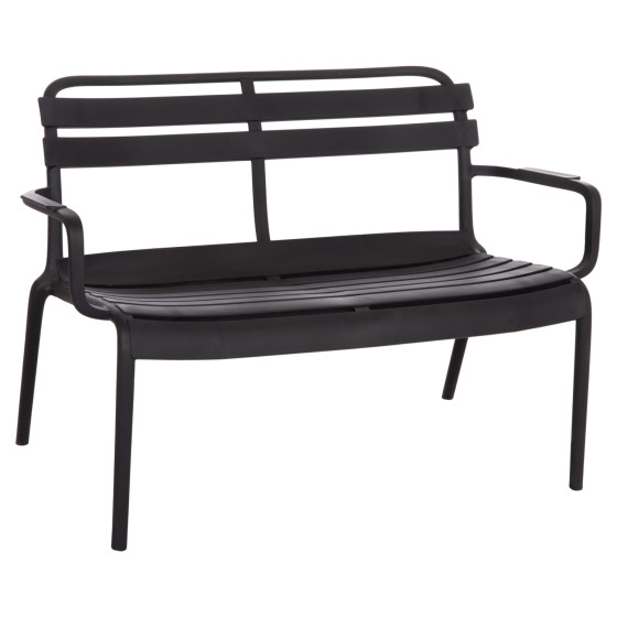 POLYPROPYLENE 2-SEATER BENCH KORVER HM6332.02 BLACK 113x65x76Hcm.