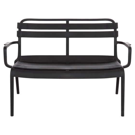 POLYPROPYLENE 2-SEATER BENCH KORVER HM6332.02 BLACK 113x65x76Hcm.