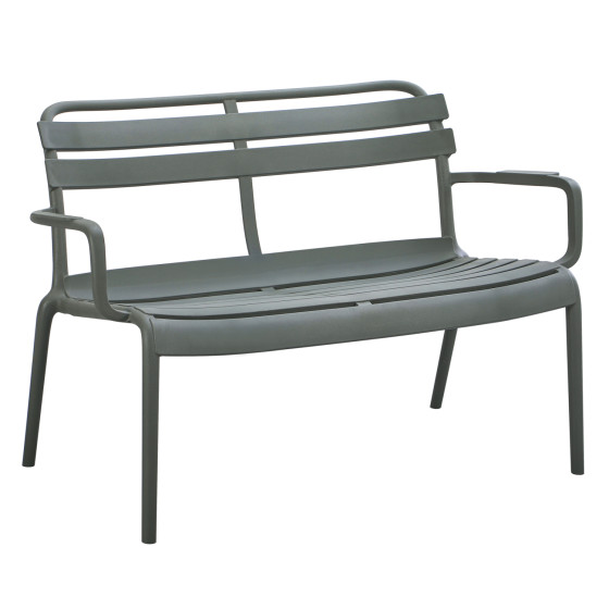 POLYPROPYLENE 2-SEATER BENCH KORVER HM6332.05 DARK OLIVE GREEN 113x65x76Hcm.
