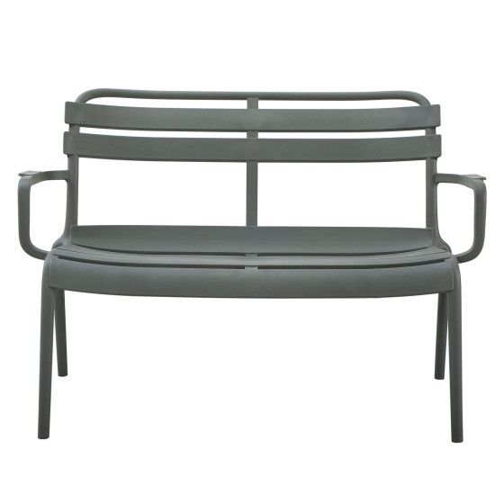 POLYPROPYLENE 2-SEATER BENCH KORVER HM6332.05 DARK OLIVE GREEN 113x65x76Hcm.
