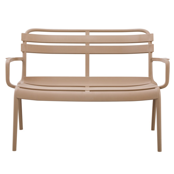 POLYPROPYLENE 2-SEATER BENCH KORVER HM6332.04 CAPPUCCINO 113x65x76Hcm.