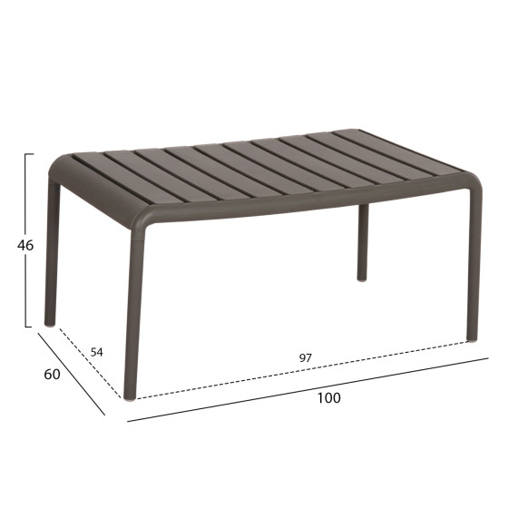 OUTDOOR COFFEE TABLE KORVER HM6334.05 POLYPROPYLENE IN DARK OLIVE 100x60x46Hcm.
