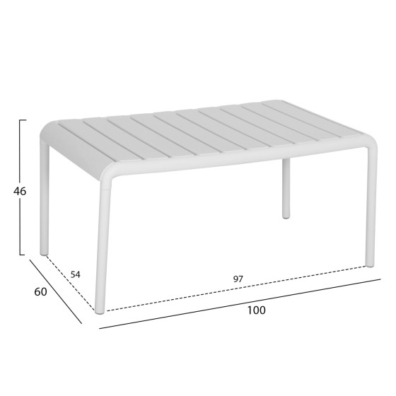 OUTDOOR COFFEE TABLE KORVER HM6334.01 POLYPROPYLENE IN WHITE 100x60x46Hcm.