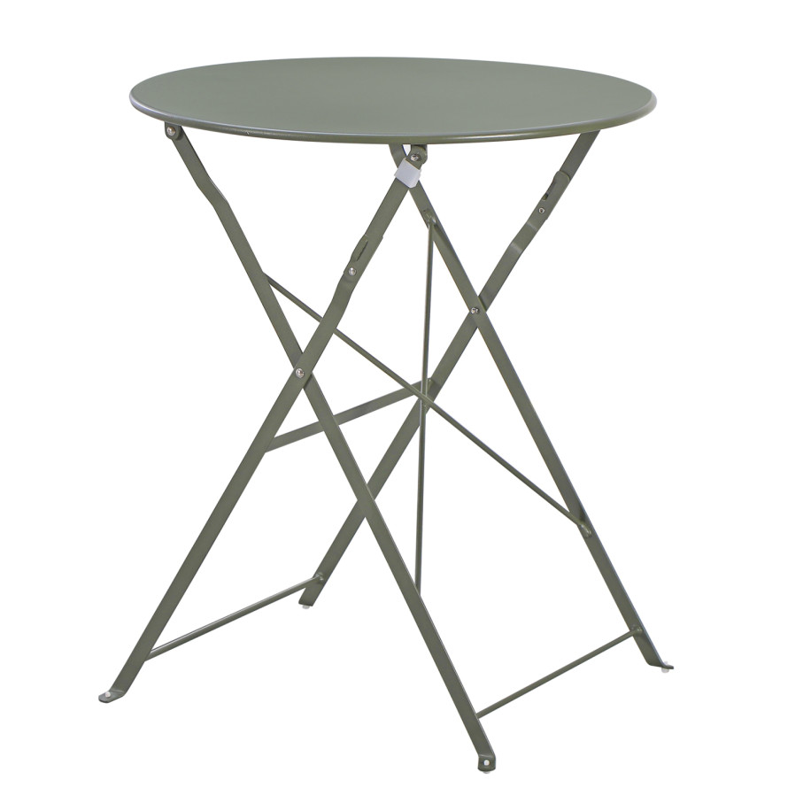 OUTDOOR ROUND FOLDABLE TABLE SOPHIE HM6336.05 METAL IN DARK OLIVE Φ60x70Hcm.