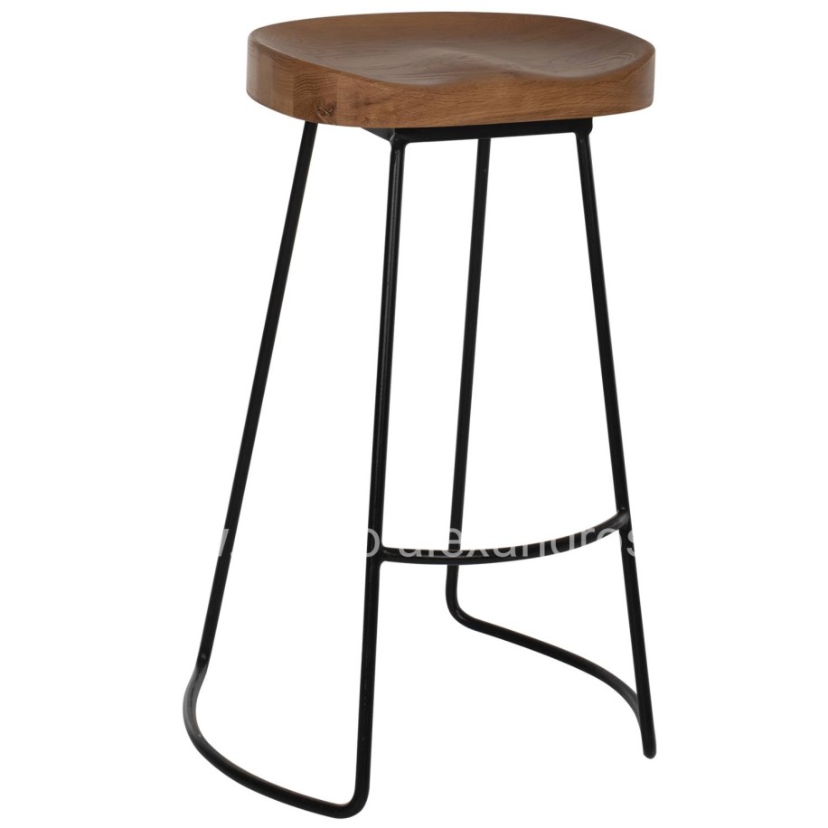 BAR-STOOL TOON WOOD-METAL IN NATURAL-BLACK 45X36X71Hcm.HM9333.01