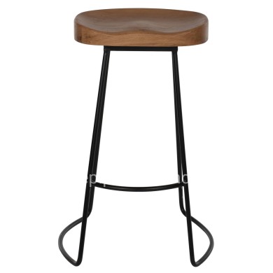 BAR-STOOL TOON WOOD-METAL IN NATURAL-BLACK 45X36X71Hcm.HM9333.01