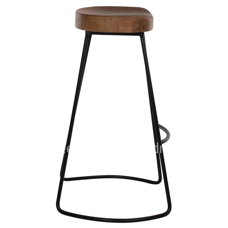 BAR-STOOL TOON WOOD-METAL IN NATURAL-BLACK 45X36X71Hcm.HM9333.01