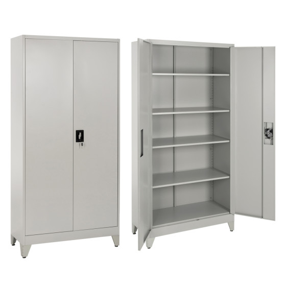 WARDROBE METALLIC DURON HM12001 2-LEAF WITH 5 STORAGE SPACES & LEGS-GREY 90Χ40Χ190Hcm.
