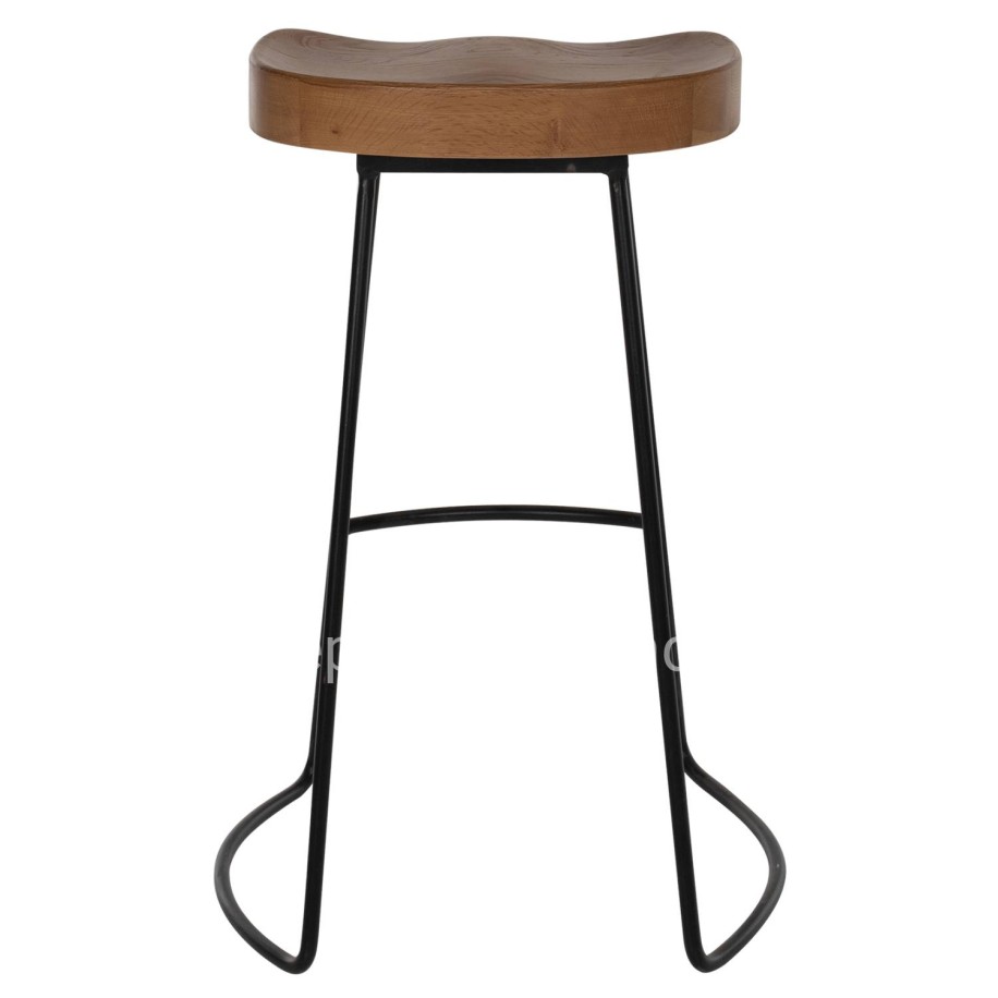 BAR-STOOL TOON WOOD-METAL IN NATURAL-BLACK 45X36X71Hcm.HM9333.01