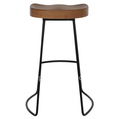 BAR-STOOL TOON WOOD-METAL IN NATURAL-BLACK 45X36X71Hcm.HM9333.01