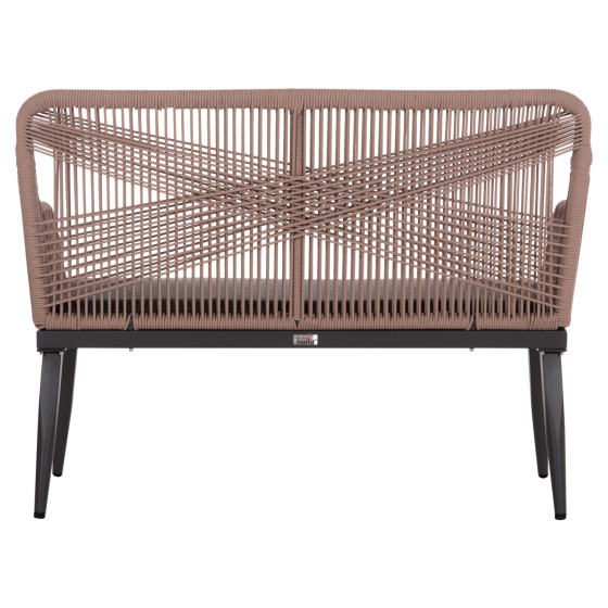 OUTDOOR SOFA 2-SEATER MYRTIA HM5550.12 ALUMINUM IN ANTHRACITE--TESLIN ROPE IN BEIGE 123x61x90Hcm.