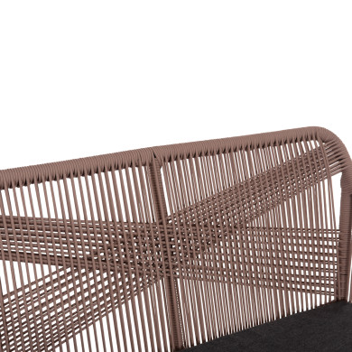 OUTDOOR SOFA 2-SEATER MYRTIA HM5550.12 ALUMINUM IN ANTHRACITE--TESLIN ROPE IN BEIGE 123x61x90Hcm.