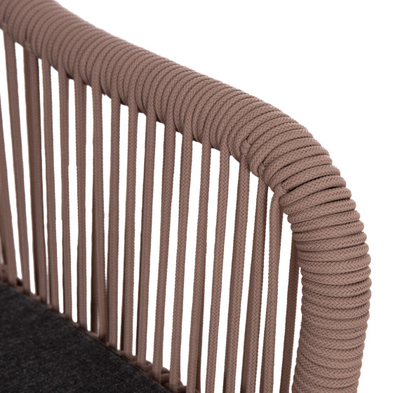 OUTDOOR SOFA 2-SEATER MYRTIA HM5550.12 ALUMINUM IN ANTHRACITE--TESLIN ROPE IN BEIGE 123x61x90Hcm.