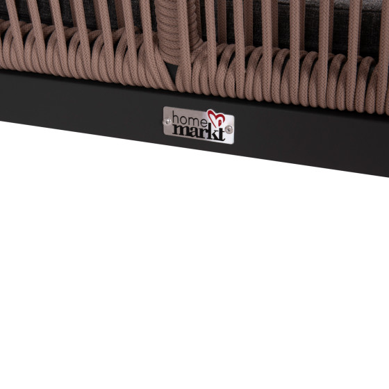 OUTDOOR SOFA 2-SEATER MYRTIA HM5550.12 ALUMINUM IN ANTHRACITE--TESLIN ROPE IN BEIGE 123x61x90Hcm.