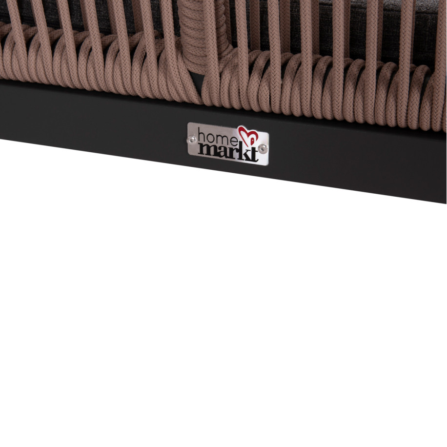 OUTDOOR SOFA 2-SEATER MYRTIA HM5550.12 ALUMINUM IN ANTHRACITE--TESLIN ROPE IN BEIGE 123x61x90Hcm.