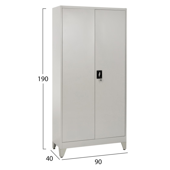 WARDROBE METALLIC WITH LEGS CLOD HM11998 2-LEAF WITH DIVIDER- LIGHT GREY 90Χ40Χ190Hcm.