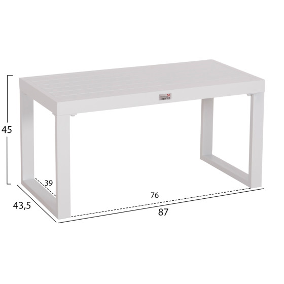 SUNLOUNGER SIDE TABLE SENTRY HM6275.01 ALUMINUM IN WHITE 87x43,5x45Hcm.