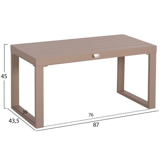 SUNLOUNGER SIDE TABLE SENTRY HM6275.04 ALUMINUM IN CAPPUCCINO 87x43,5x45Hcm.