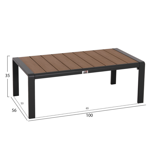 SUNLOUNGER SIDE TABLE BENTRY HM6276.03 ALUMINUM IN DARK GREY--POLYWOOD 100x56x35Hcm.