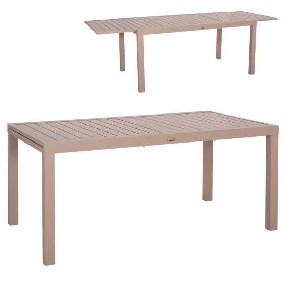 EXTENDABLE DINING TABLE KRUM HM6277.04 ALUMINUM IN CAPPUCCINO 160-240x90x73Hcm.