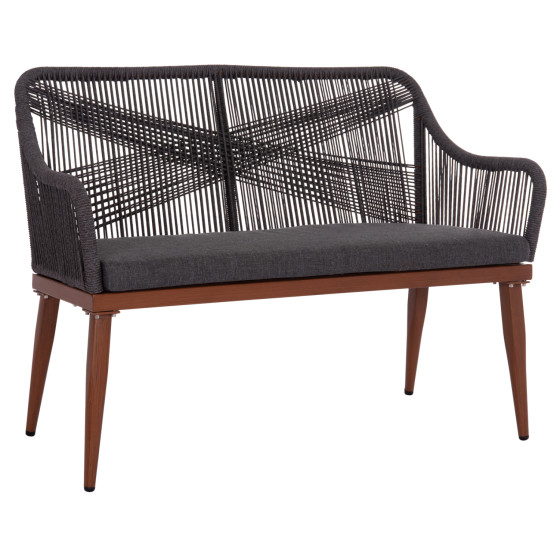 ΚΑΝΑΠΕΣ 2ΘΕΣΙΟΣ MYRTIA HM5550.11 AΛΟΥΜΙΝΙΟ ΚΑΦΕ--ΑΝΘΡΑΚΙ P.E. ΣΧΟΙΝΙ 123x61x90Υεκ