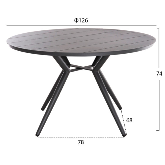 OUTDOOR DINING SET 5PCS BERG HM21134 DARK GREY ALUMINUM--P.E.RATTAN