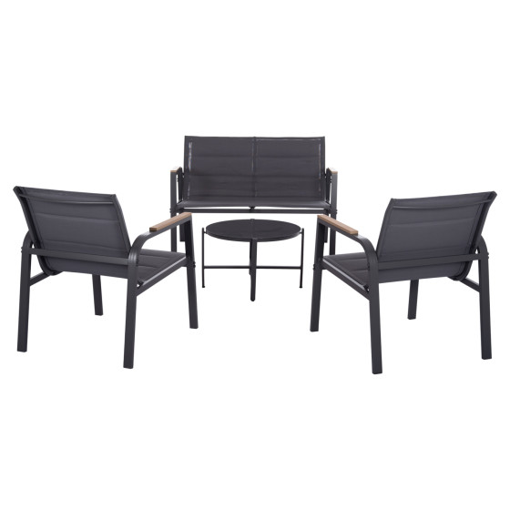OUTDOOR LOUNGE SET 4PCS JULIETTE HM6280.03 GREY ALUMINUM-TEXTILENE--TEMPERED GLASS