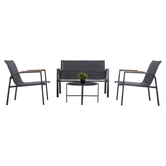 OUTDOOR LOUNGE SET 4PCS JULIETTE HM6280.03 GREY ALUMINUM-TEXTILENE--TEMPERED GLASS