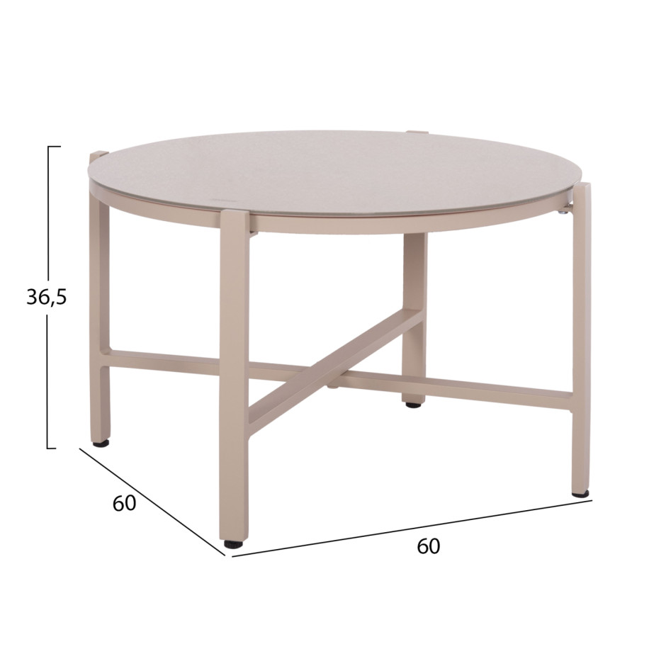 OUTDOOR LOUNGE SET 4PCS JULIETTE HM6280.04 CAPPUCCINO ALUMINUM-TEXTILENE--TEMPERED GLASS