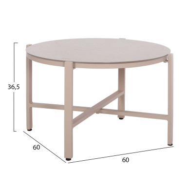 OUTDOOR LOUNGE SET 4PCS JULIETTE HM6280.04 CAPPUCCINO ALUMINUM-TEXTILENE--TEMPERED GLASS