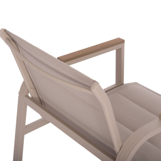 OUTDOOR LOUNGE SET 4PCS JULIETTE HM6280.04 CAPPUCCINO ALUMINUM-TEXTILENE--TEMPERED GLASS