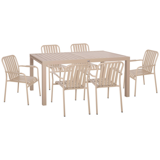 OUTDOOR DINING SET 7PCS KRUM HM21158 ALUMINUM IN CHAMPAGNE COLOR