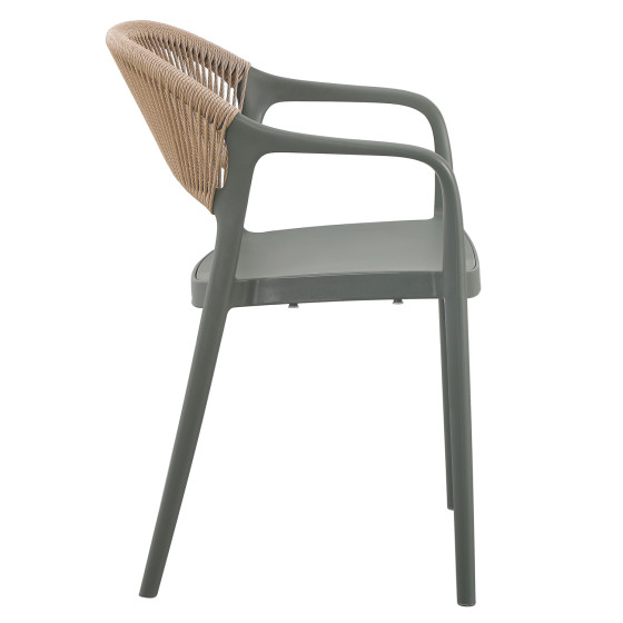 ARMCHAIR POLYPROPYLENE EVA HM6155.05 OLIVE GREEN-- BEIGE PP ROPE 56.5x53x80Hcm.