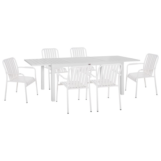 OUTDOOR DINING SET 7PCS KRUM HM21146 WHITE ALUMINUM