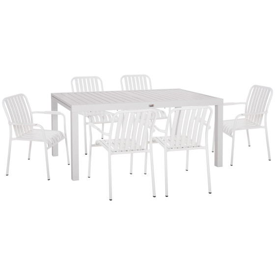 OUTDOOR DINING SET 7PCS KRUM HM21146 WHITE ALUMINUM