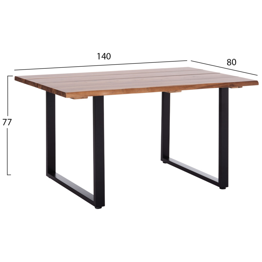 OUTDOOR DINING TABLE FRIGGO HM6296.01 ACACIA WOOD 3.5cm thick--METAL LEGS 140x80x77Hcm