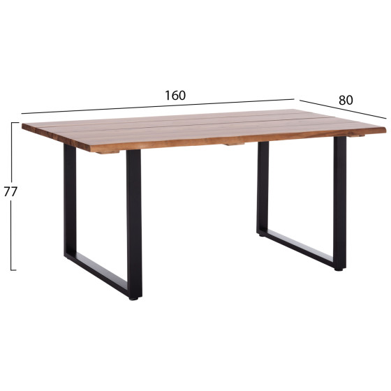 OUTDOOR DINING TABLE FRIGGO HM6297.01 ACACIA WOOD 3.5cm thick--METAL LEGS 160x80x77Hcm