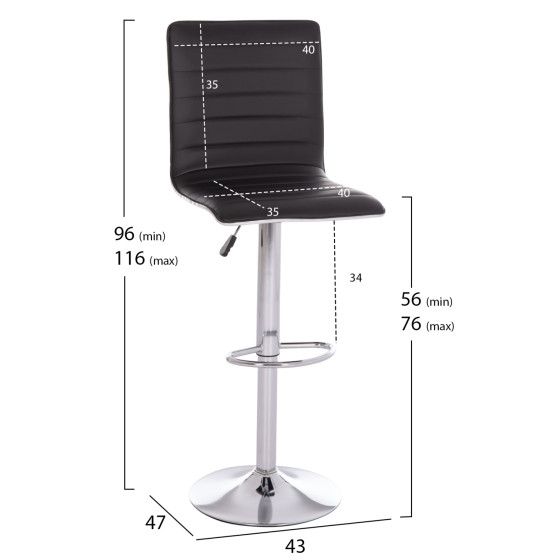 BAR STOOL SWIVEL NEXUS HM209.21 SUSPENSION & BLACK PU 43x47x116Hcm.