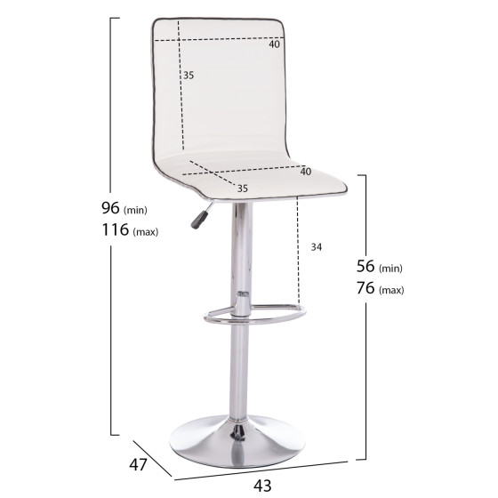 BAR STOOL SWIVEL NEXUS HM209.22 SUSPENSION & WHITE PU 43x47x116Hcm.