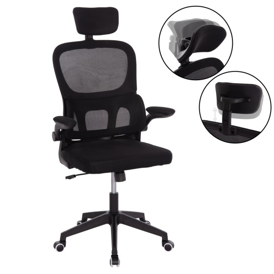 OFFICE CHAIR BASTON HM18236.01 BLACK MESH FABRIC & PP FRAME 64x60x117-127Hcm.