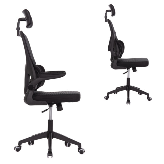 OFFICE CHAIR BASTON HM18236.01 BLACK MESH FABRIC & PP FRAME 64x60x117-127Hcm.