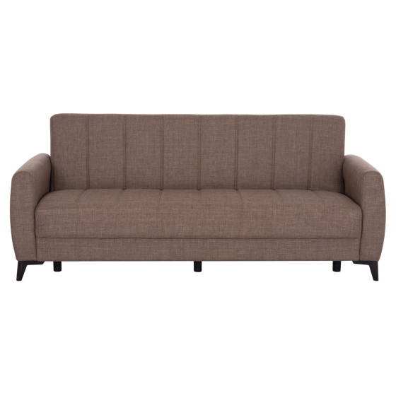 SOFA-BED 3-SEATER WITH STORAGE SPACE NIKKO HM3292.02 BROWN FABRIC 209x76x83Hcm.