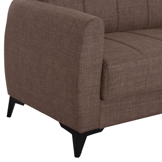 SOFA-BED 3-SEATER WITH STORAGE SPACE NIKKO HM3292.02 BROWN FABRIC 209x76x83Hcm.