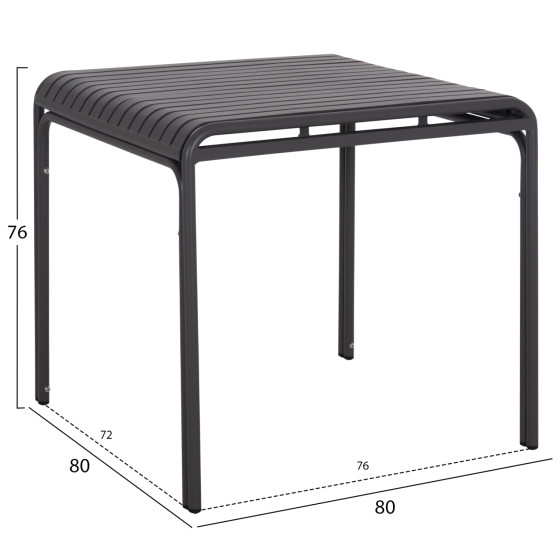 OUTDOOR SQUARE ALUMINUM TABLE RACHEL HM6338.01 GREY COLOR 80x80x76Hcm.