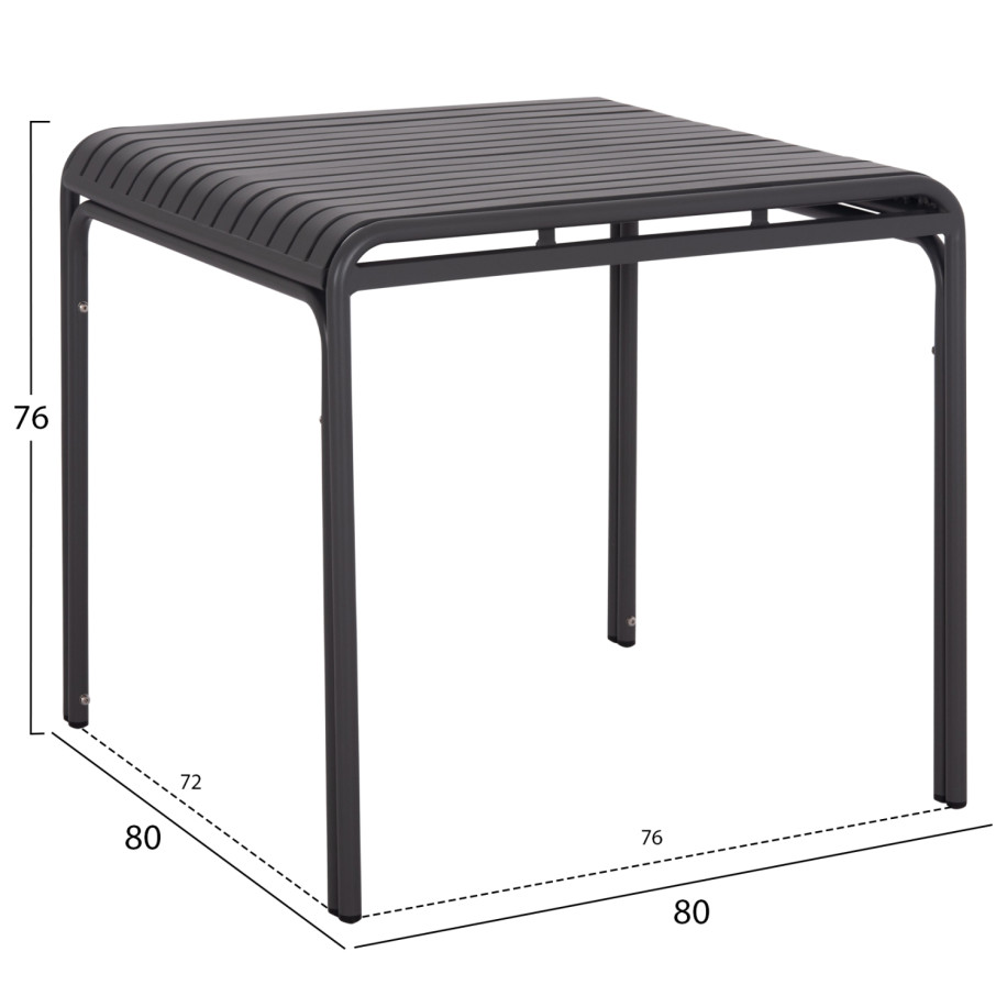 ΤΡΑΠΕΖΙ ΤΕΤΡΑΓΩΝΟ ΑΛΟΥΜΙΝΙΟΥ RACHEL HM6338.01 ΓΚΡΙ 80x80x76Υεκ.