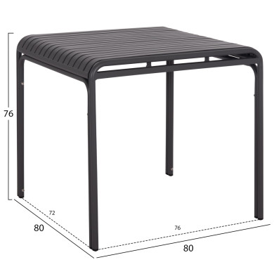 ΤΡΑΠΕΖΙ ΤΕΤΡΑΓΩΝΟ ΑΛΟΥΜΙΝΙΟΥ RACHEL HM6338.01 ΓΚΡΙ 80x80x76Υεκ.